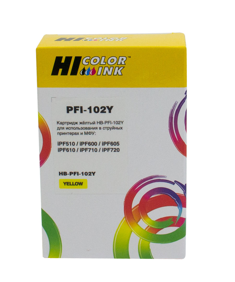 Картридж Hi-Black (HB-PFI-102Y) для Canon imagePROGRAF iPF510/ iPF600/ iPF710, жёлтый