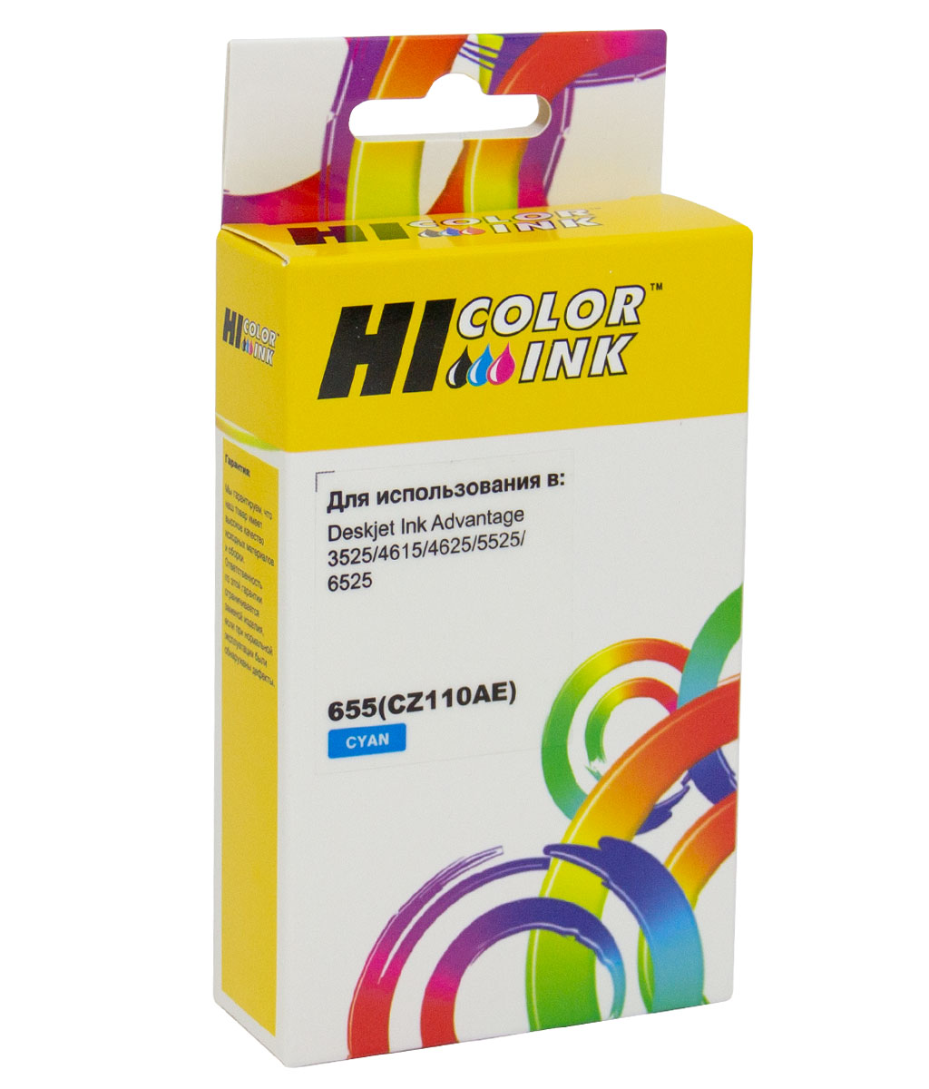 Картридж Hi-Black (HB-CZ110AE) для HP DeskJet 3525/ 4615/ 4625/ 5525/ 6525, №655, голубой
