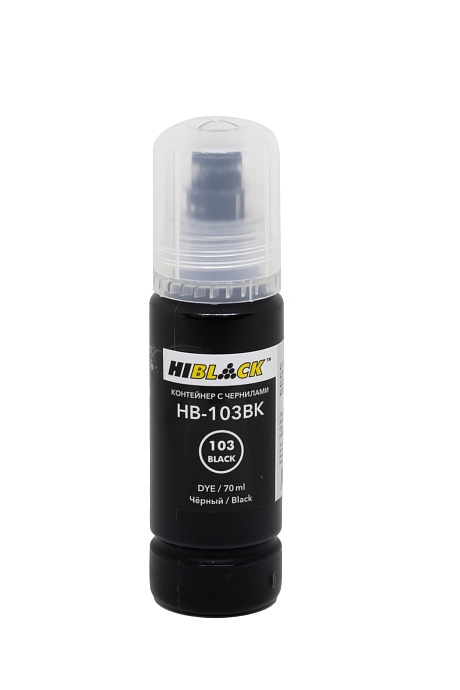 Контейнер с чернилами Hi-Black (HB-103Bk) для Epson L1100/ L3100/ L3101/ L3110/ L3150, чёрные, (70 мл.), C13T00S14A