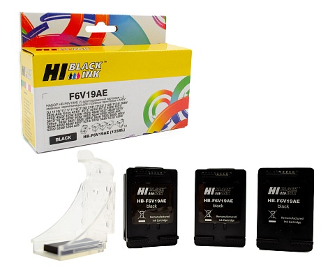 Картридж Hi-Black (HB-F6V19AE) для HP DeskJet 2130, №123XL, с тремя сменными чернильными блоками, чёрный