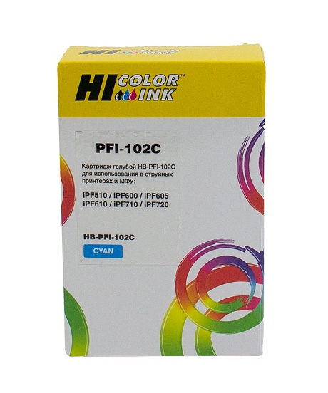 Картридж Hi-Black (HB-PFI-102C) для Canon imagePROGRAF iPF510/ iPF600/ iPF710, голубой