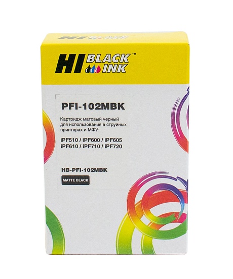 Картридж Hi-Black (HB-PFI-102MBK) для Canon imagePROGRAF iPF510/ iPF600/ iPF710, чёрный матовый