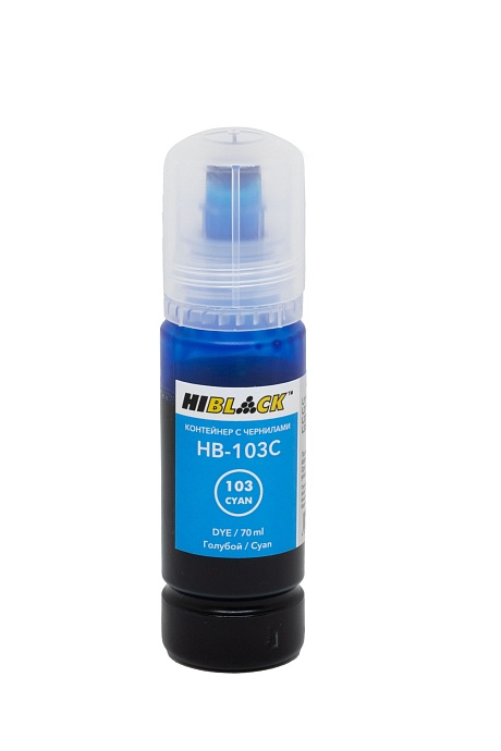 Контейнер с чернилами Hi-Black (HB-103C) для Epson L1100/ L3100/ L3101/ L3110/ L3150, голубые, (70 мл.), C13T00S24A