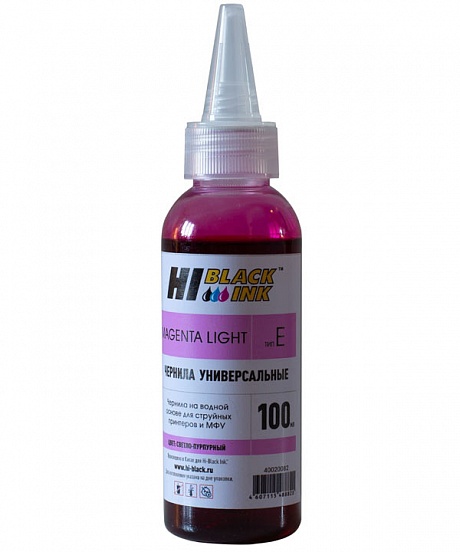 Чернила Hi-Black Универсальные HB-Ink-E-100-LMagenta для Epson, на водной основе, светло-пурпурные, 100 мл.