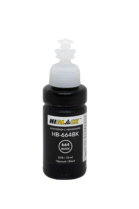 Контейнер с чернилами Hi-Black (HB-664Bk) для Epson L130/ L310/ L405/ L655, черные, (70 мл.), C13T66414A