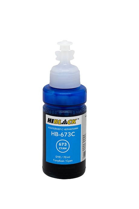 Контейнер с чернилами Hi-Black (HB-673C) для Epson L800/ L801/ L810/ L850, голубые, (70 мл.), C13T67324A